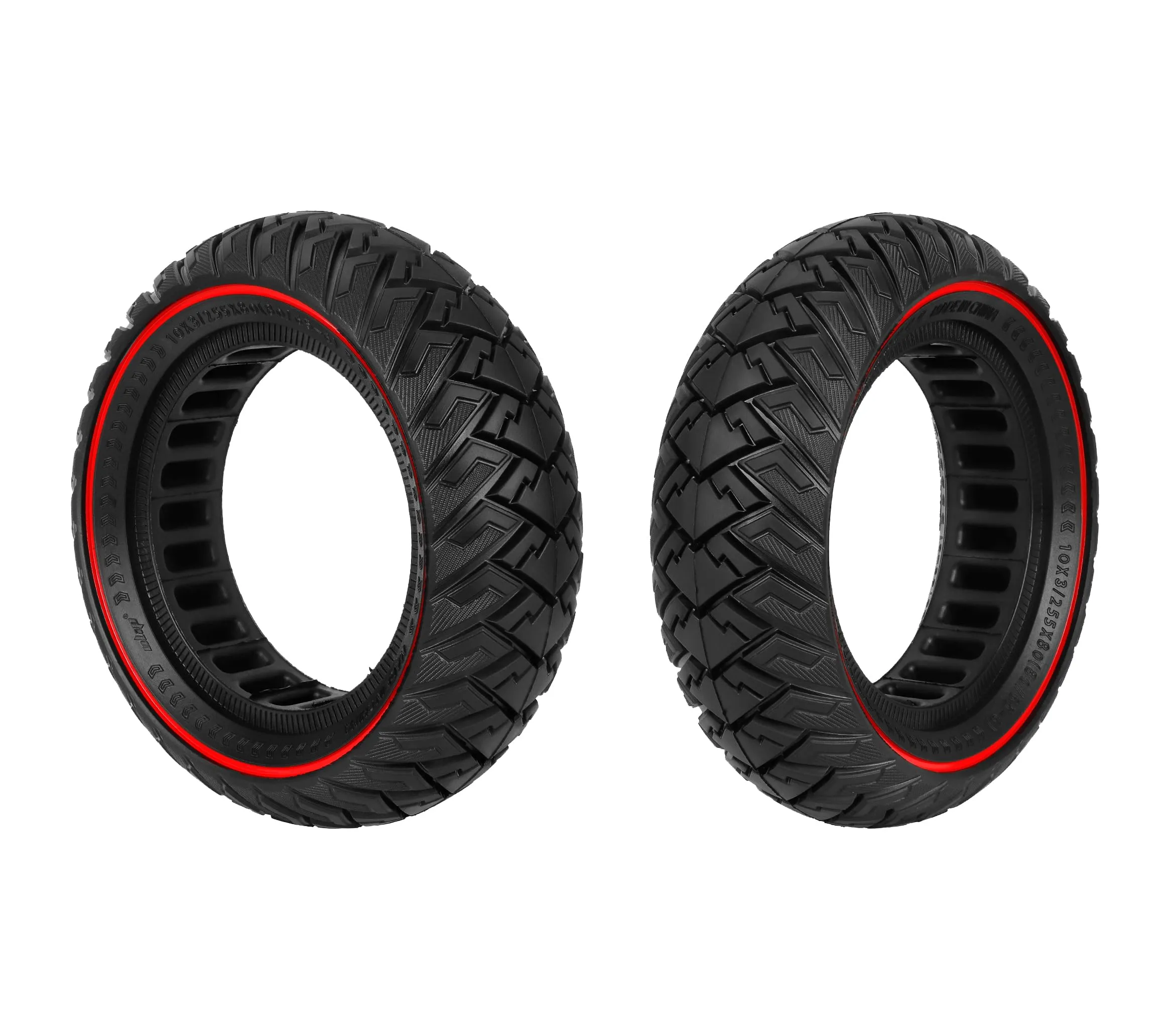 10-Inch Off-Road Honeycomb Tire for Electric Scooters – Puncture-Free, Solid Design in Red