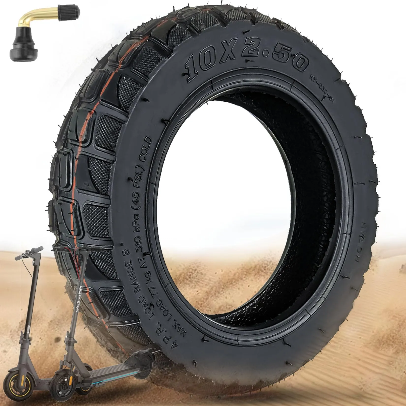 10x2.5 Off-road Vacuum Tire for Ninebot & Gotrax Scooters – Durable, Thick, and Vibration-Resistant