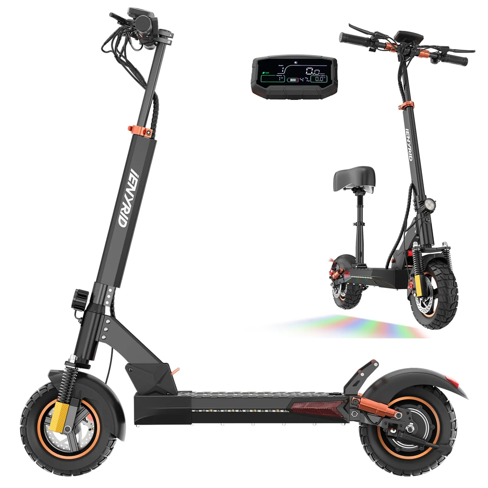 800W Electric Scooter with Detachable Seat, 30-Mile Range, Dual Suspension for Adults