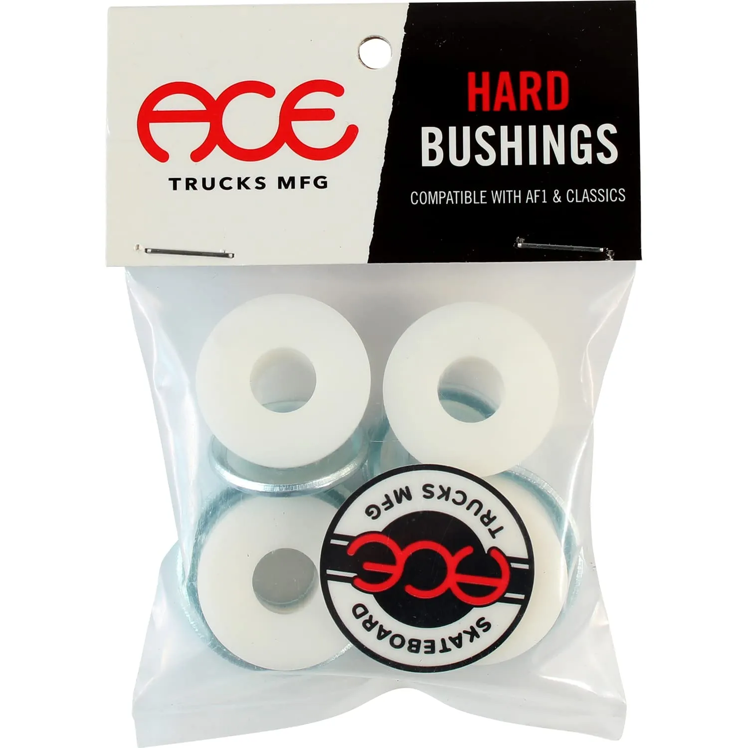 Ace Hard Bushings Kit 94a/94a White - High-Quality Flexibility for Skateboard Trucks