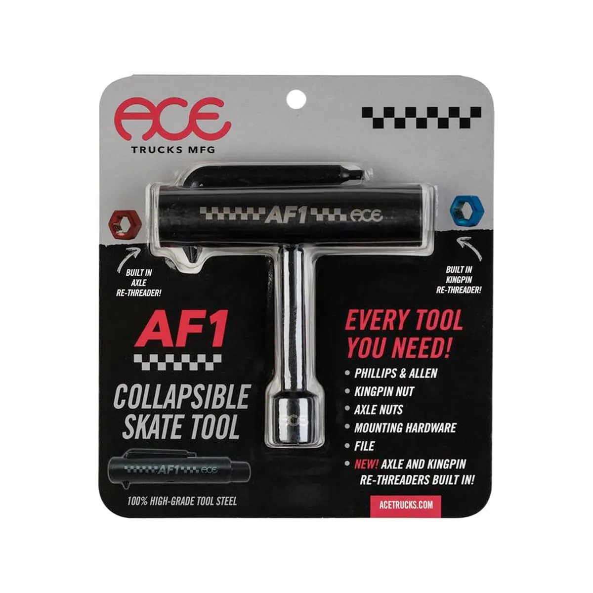 Ace Trucks AF1 Collapsible Skate Tool Black for All Skateboard Hardware Needs