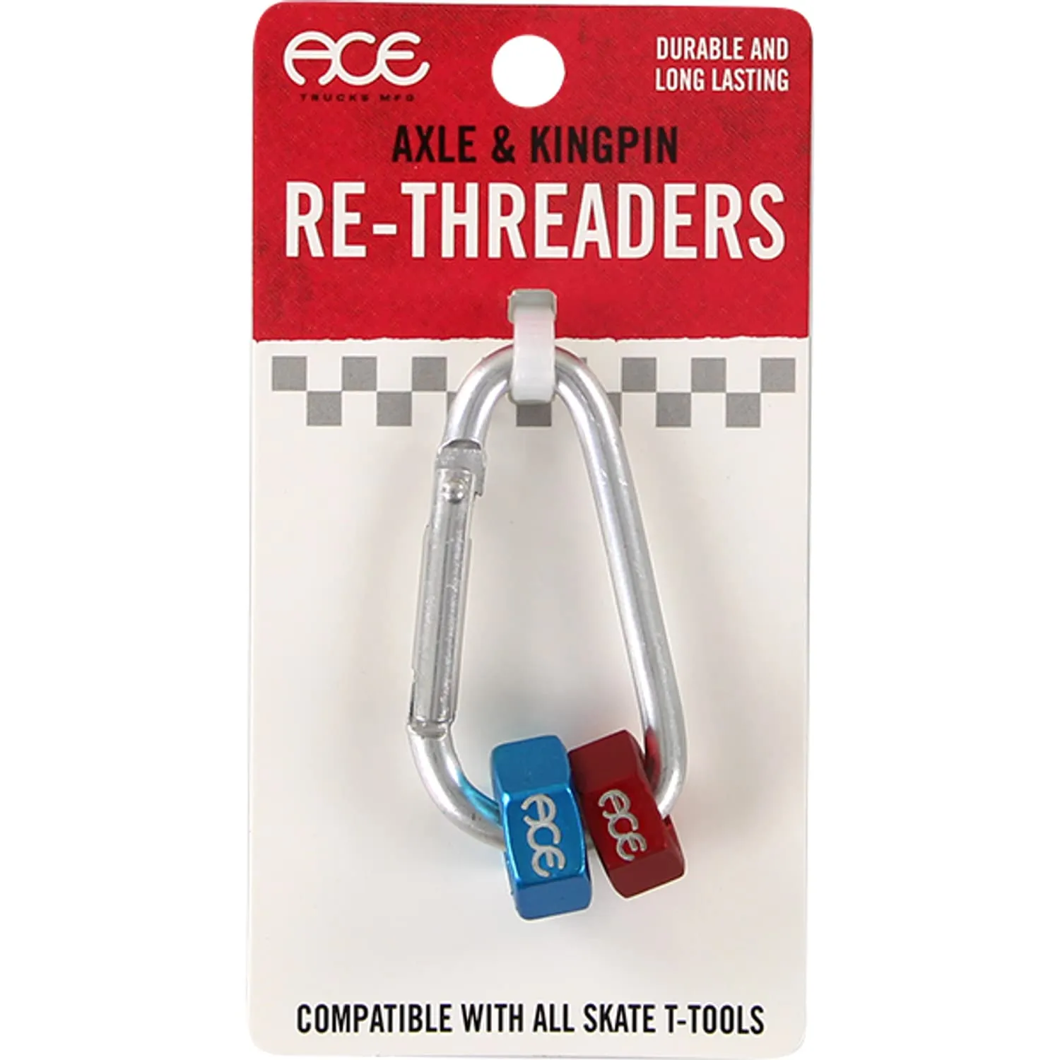 Ace Trucks Axle and Kingpin Re-Threader Dies with Carabiner for Skateboard Tools