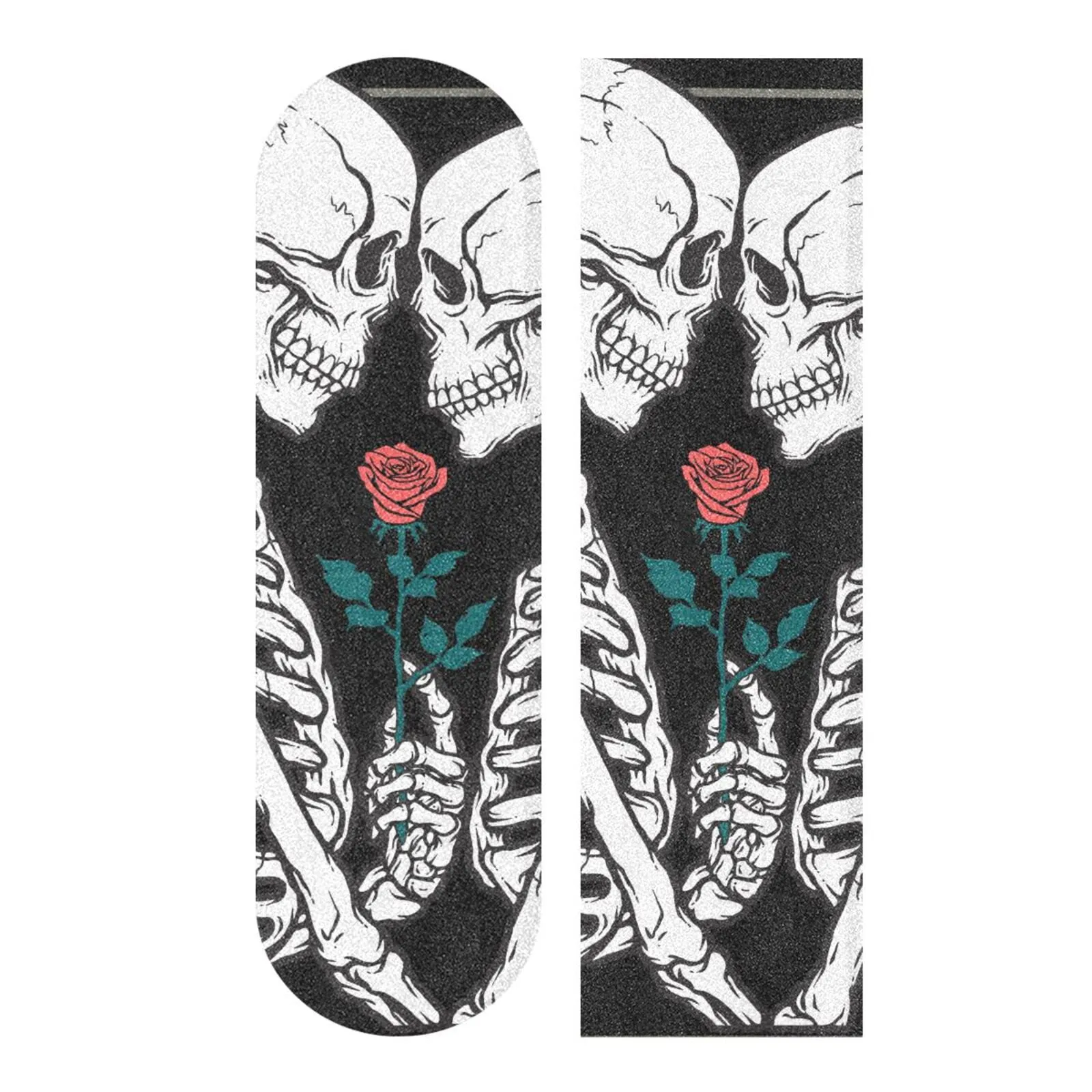 ALAZA Skeleton Skull Rose Skateboard Grip Tape - 44'x10' Longboard Anti-Slip, Bubble-Free