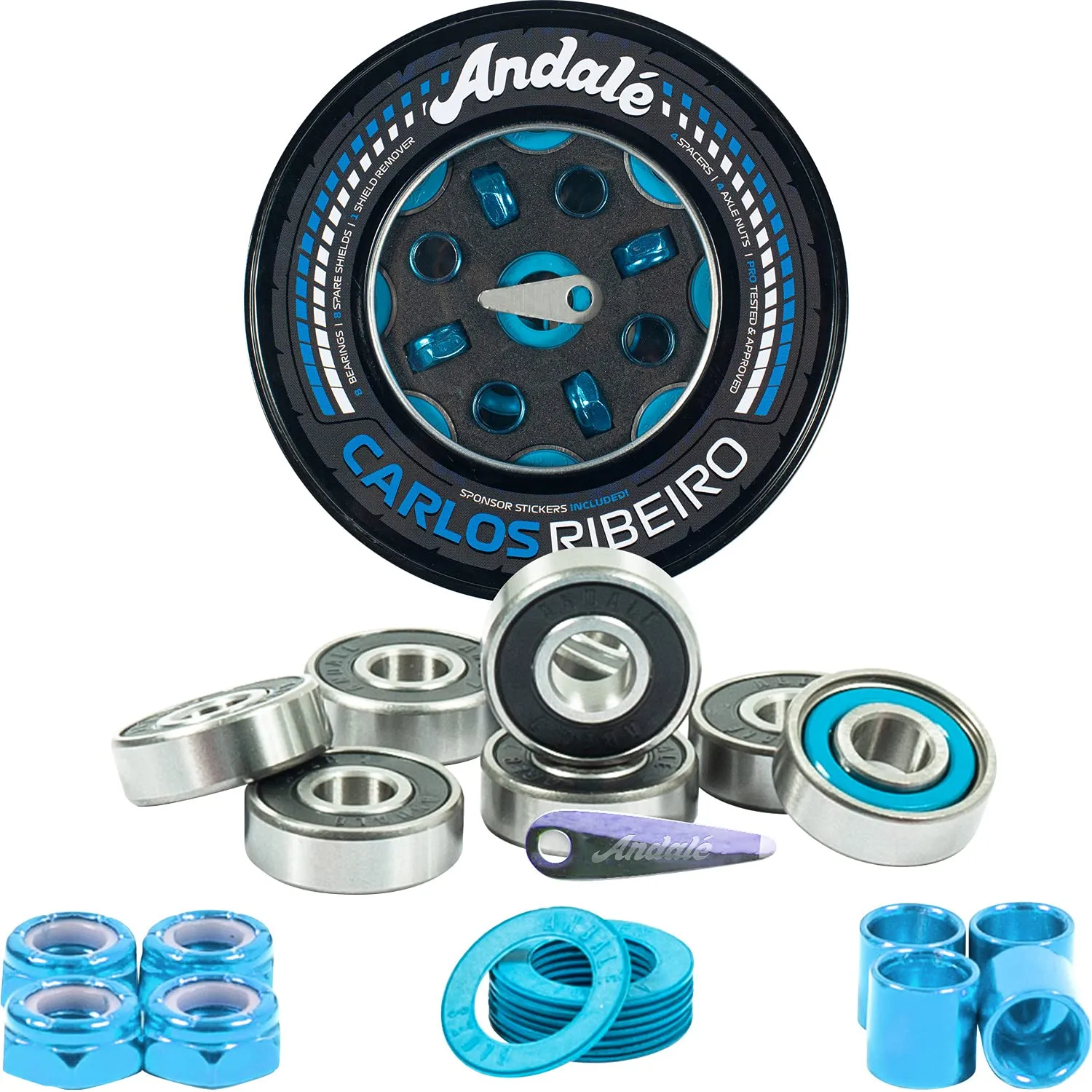 Andale Bearings Carlos Ribeiro Pro Skateboard Bearings - High Performance, Durable, Smooth