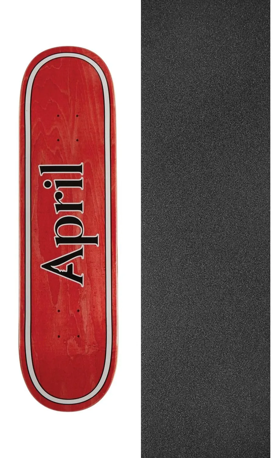 April Skateboards OG Logo Red/Black/White Deck 8.5' x 32.2' + Black Magic Griptape Bundle