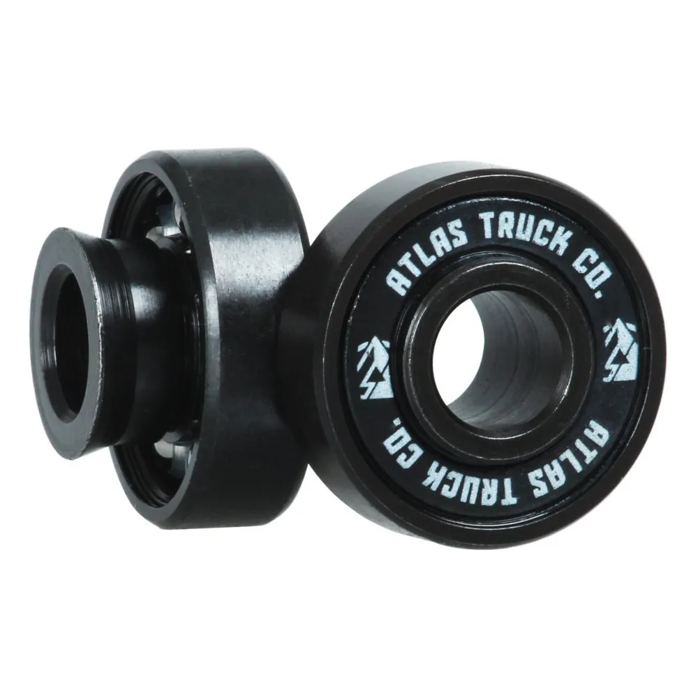 Atlas Truck Co. Blackout Bearings with Built-in Spacers for Skateboards and Longboards