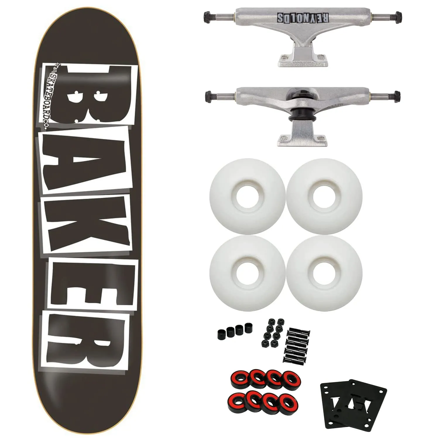 Baker Skateboard Complete 8.0' with Independent Trucks, 52mm Wheels, ABEC 5 Bearings, Griptape