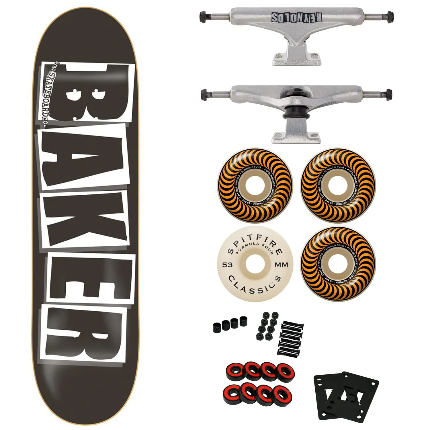 Baker Skateboard Complete 8.12' with Independent Trucks, Spitfire Wheels, ABEC 5 Bearings