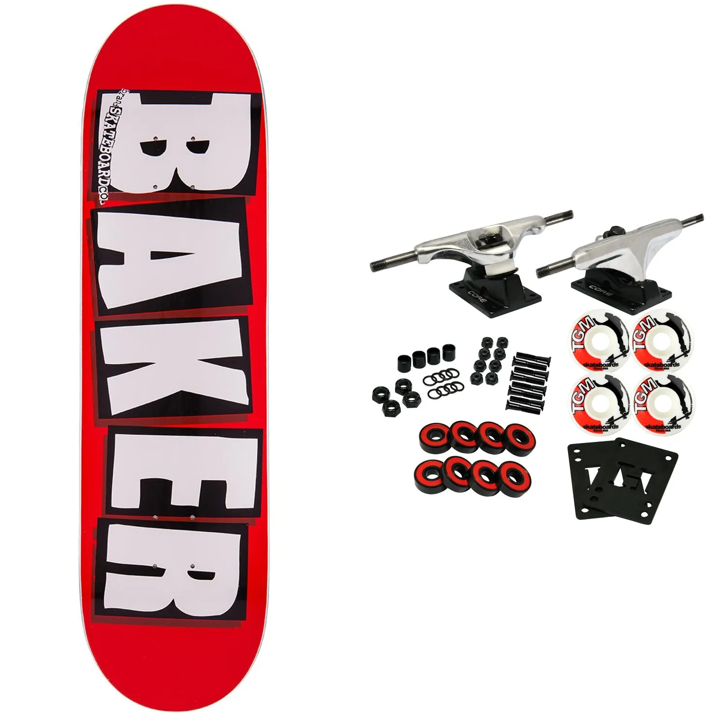 Baker Skateboard Complete Logo White 7.56' - Canadian Maple, Lightweight Trucks, 52mm Wheels