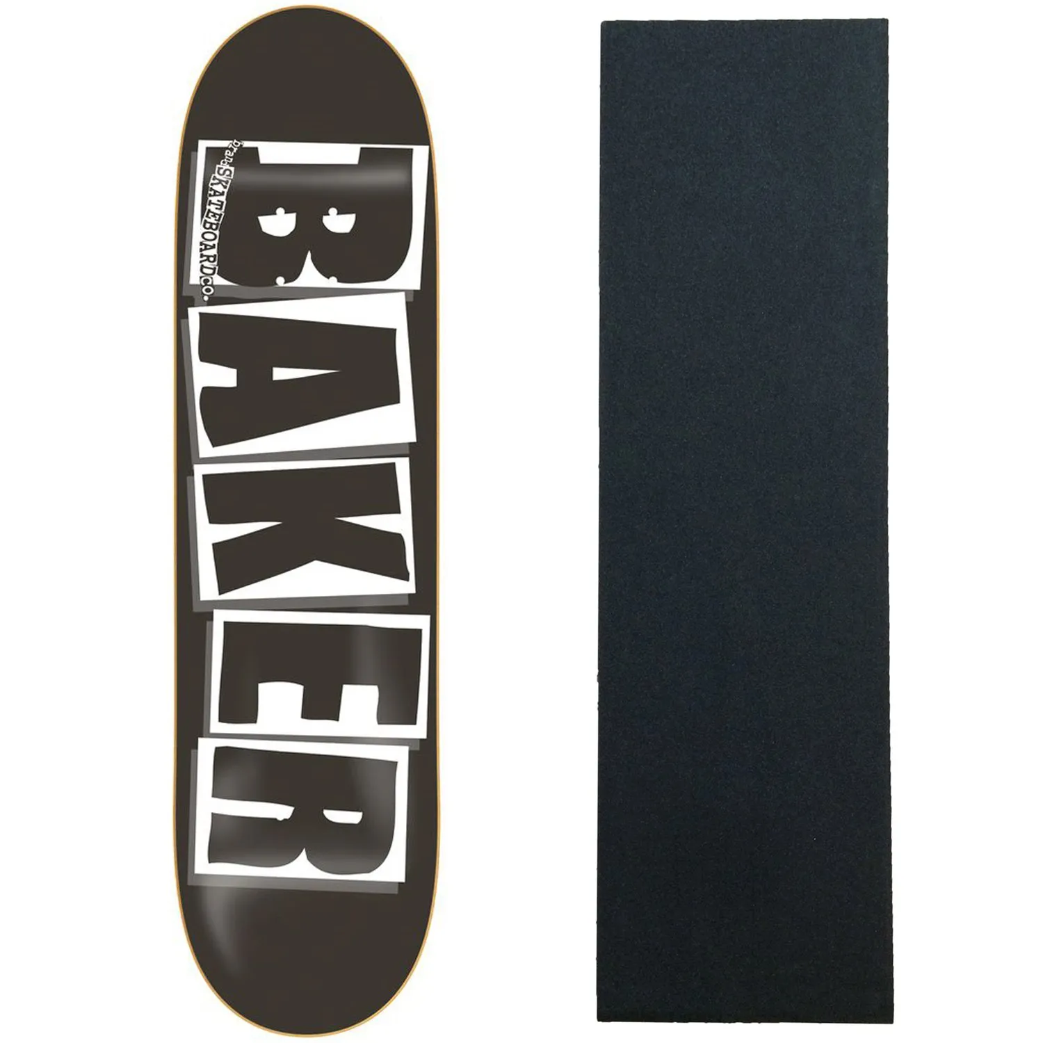 Baker Skateboard Deck Logo Black/White 8.25' with Black Diamond Griptape