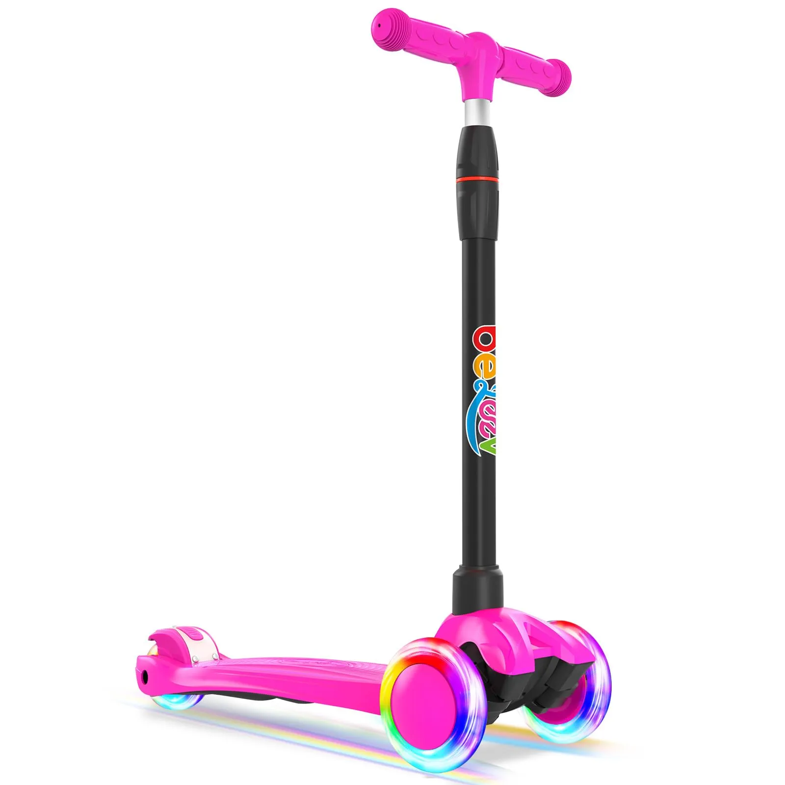 BELEEV A2 Kids 3-Wheel Kick Scooter with Adjustable Height, Light-Up Wheels & Extra-Wide Deck