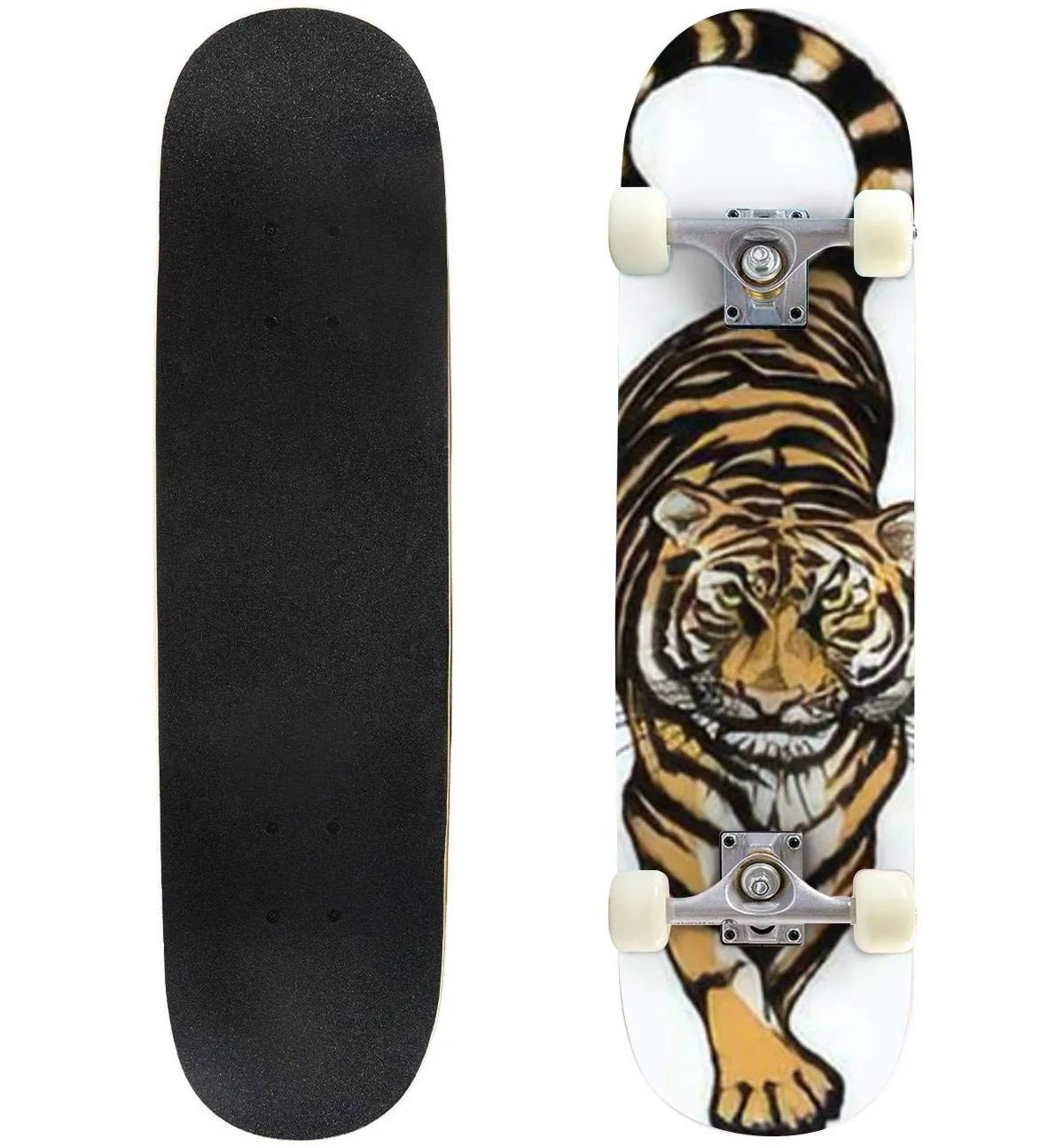 Big Cat Digital Painting Skateboard 31'x8' Double-Warped Design for Beginners & Professionals