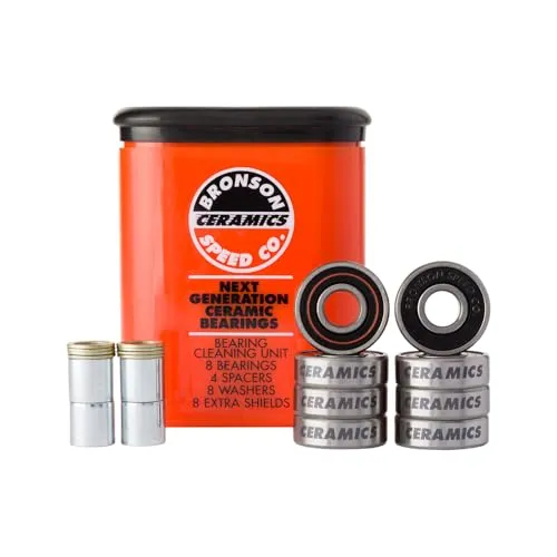 Bronson Speed Ceramic Skateboard Bearings, Cleaning Unit, Washers & Spacers - Max Speed & Durability