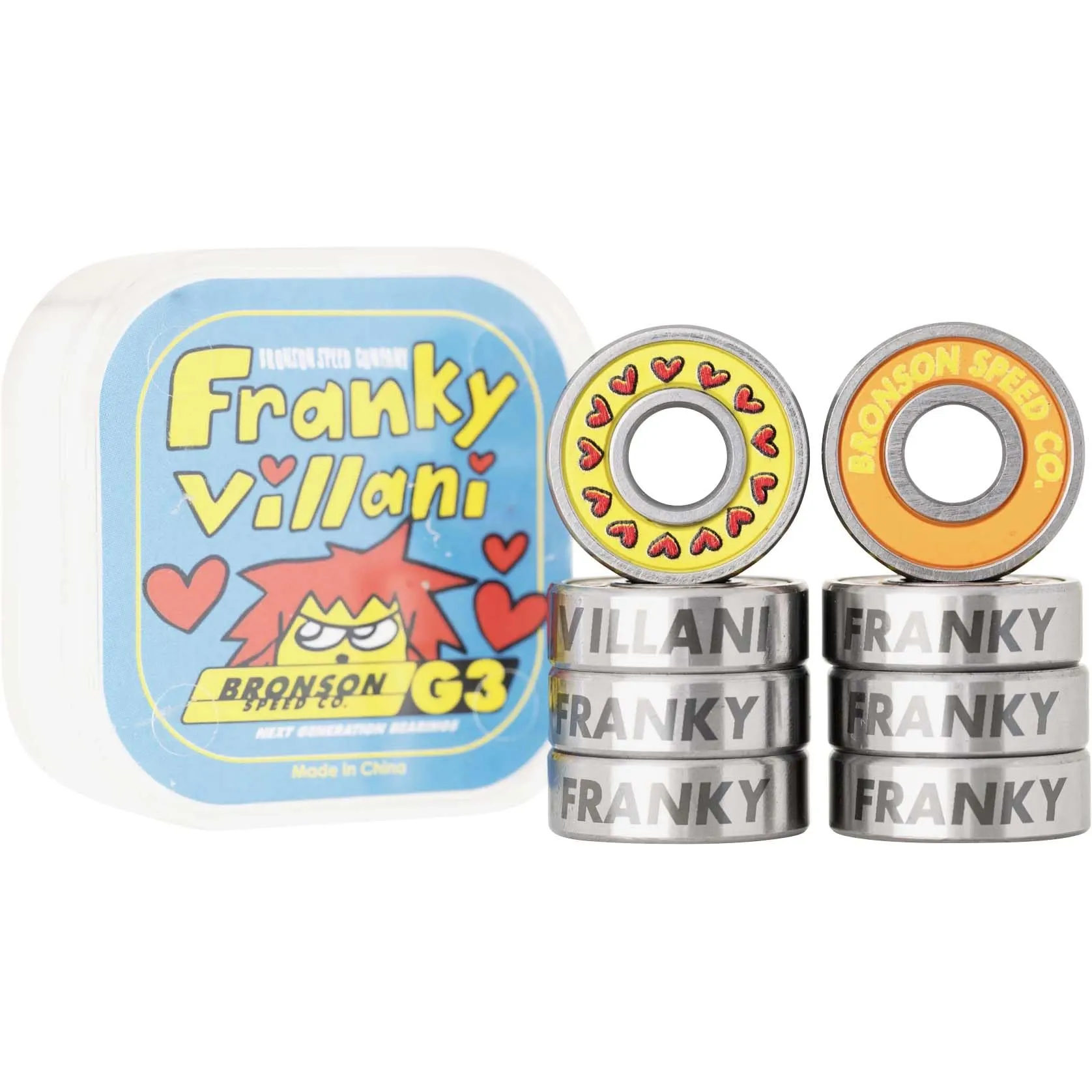 Bronson Speed Co Franky Villani Pro G3 Skateboard Bearings Yellow/Orange