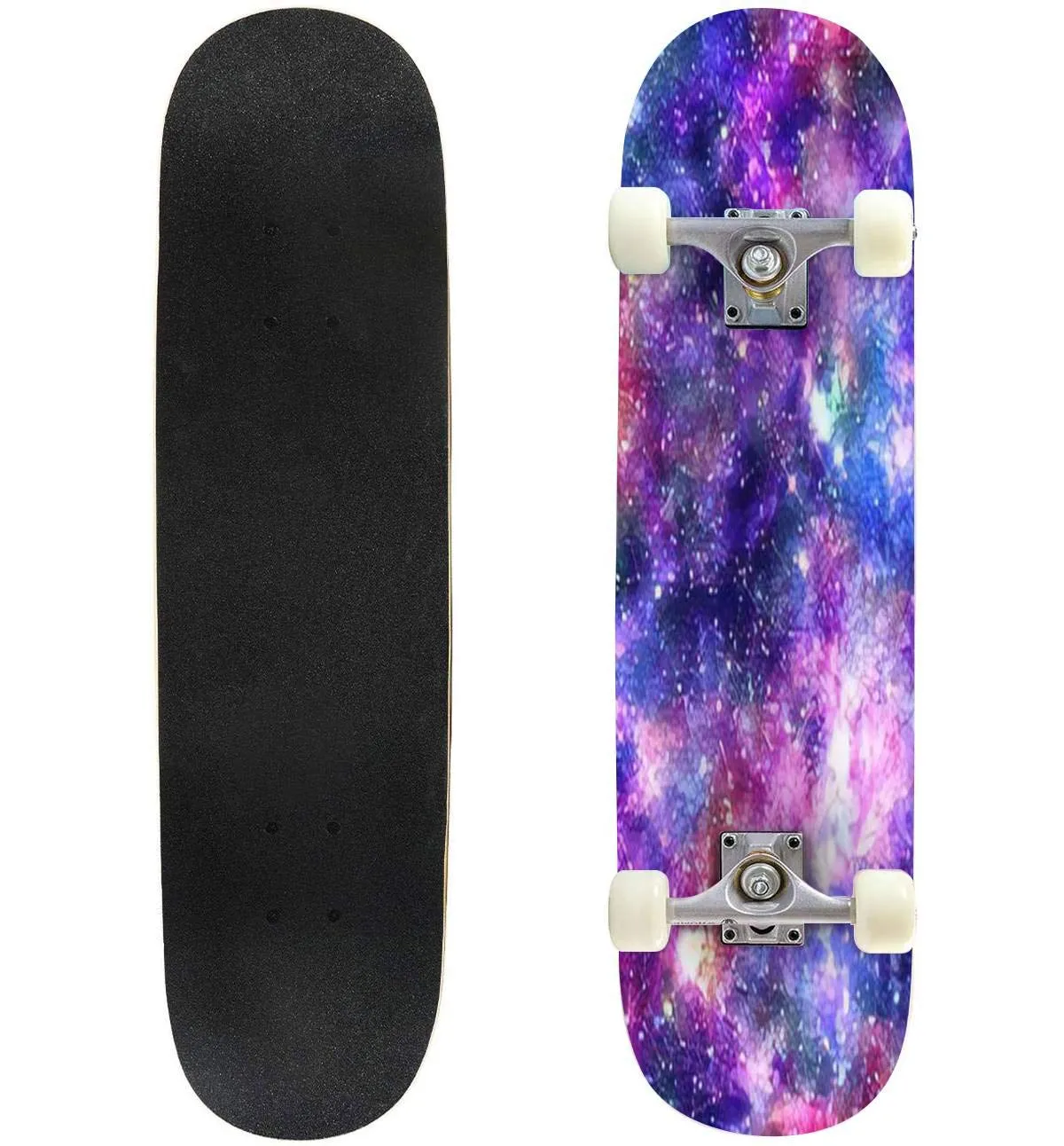 Classic Concave Skateboard Galaxy Night Print Longboard 31'x8' for Beginners & Pros