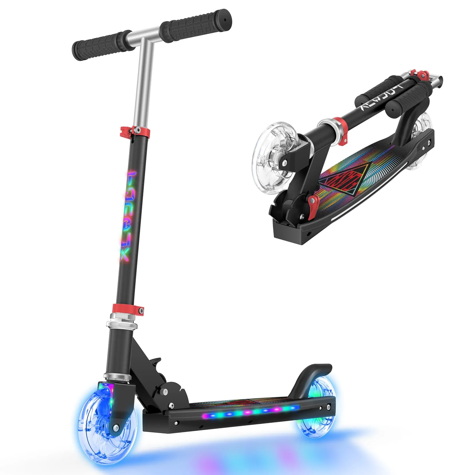 Cool Light-Up Kick Scooter for Kids 5-12, Adjustable Height, Foldable & Lightweight Design