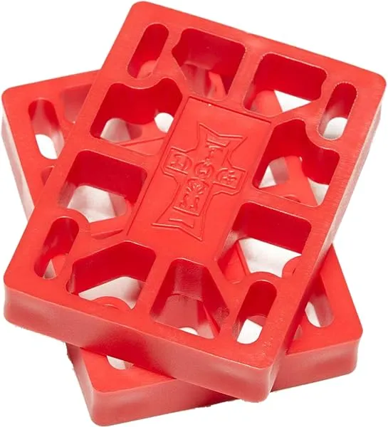 Dogtown 1/2' Risers Set in Red for Enhanced Skateboard Performance