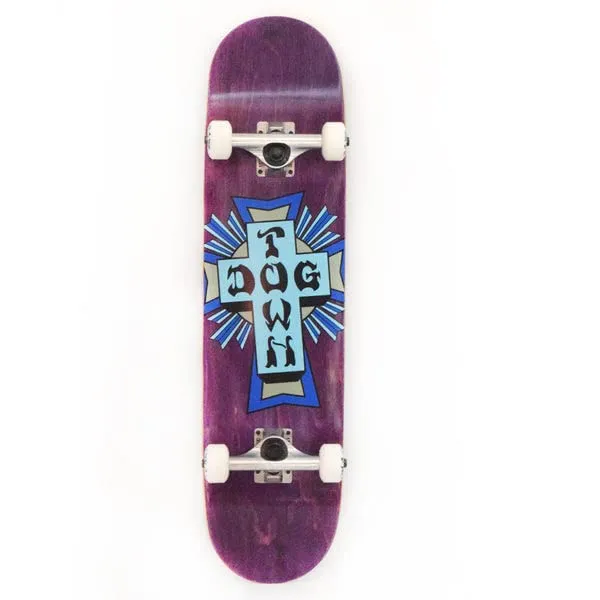 Dogtown Street Cross Logo Complete Skateboard - 7.75' Purple Stain with Dogtown Trucks