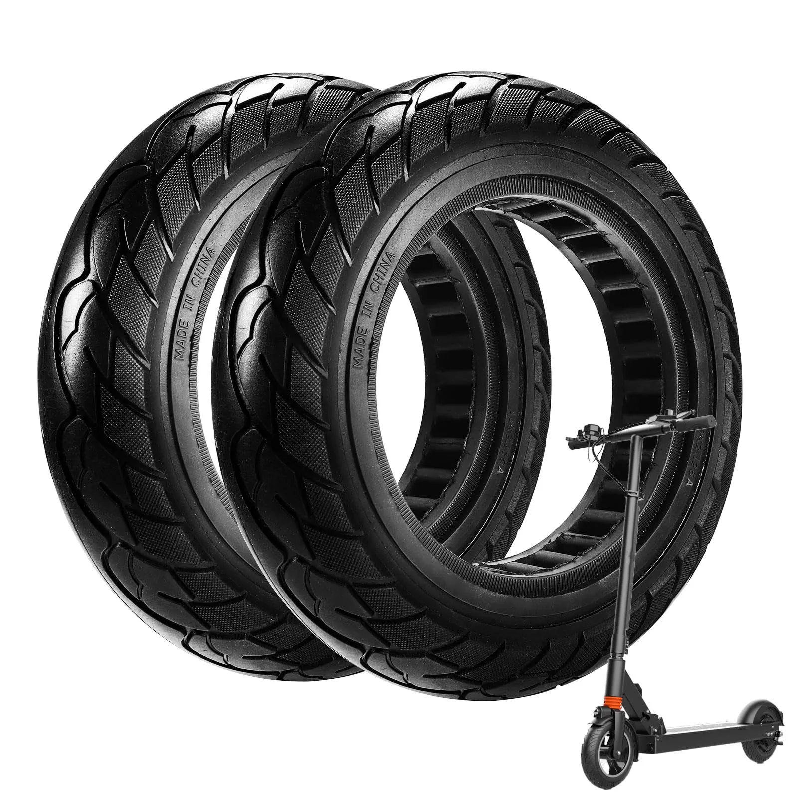 Durable 10x2.125 Solid Tire Set for Electric Scooters – Non-Pneumatic, Shock-Absorbing, Flat-Resistant