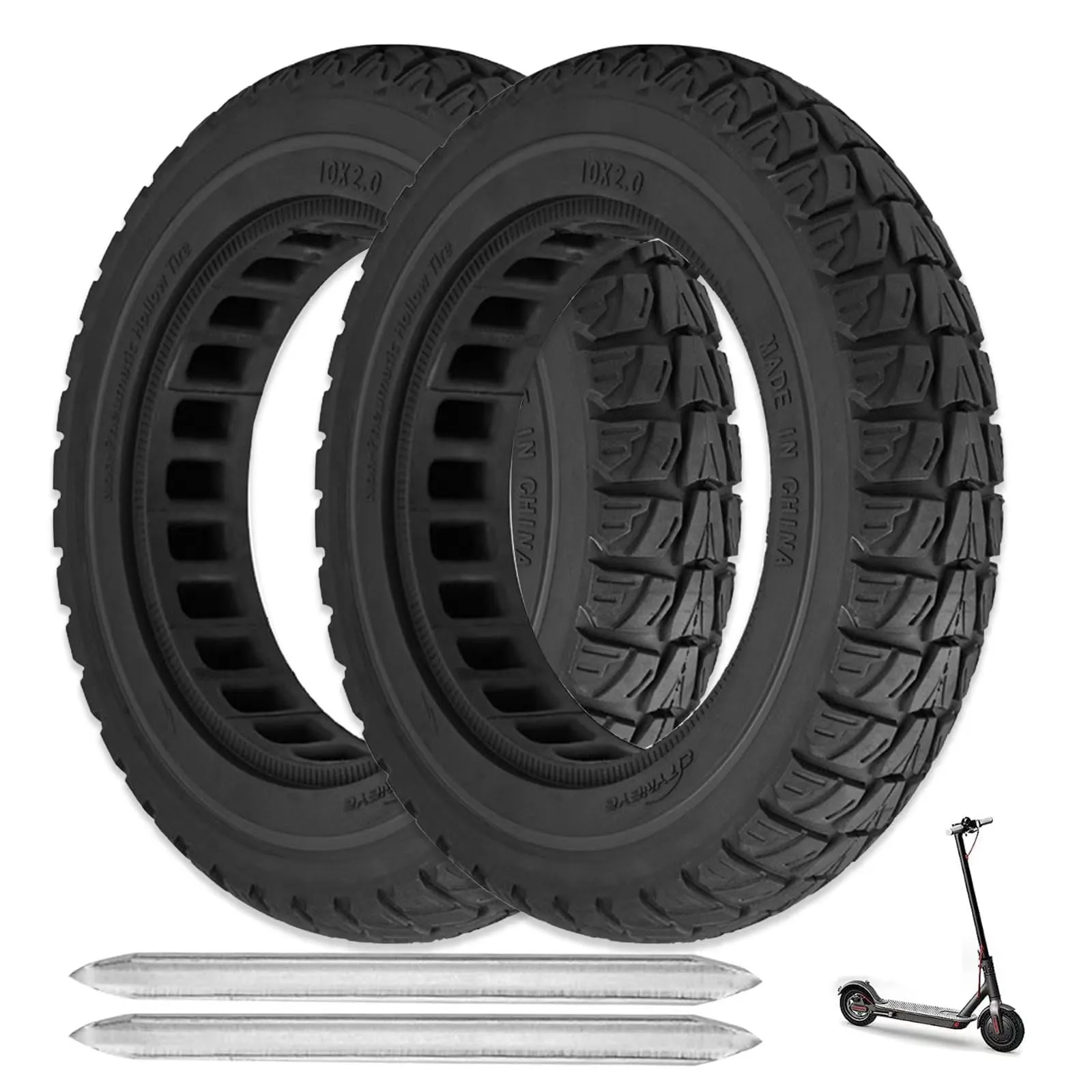 Durable 10x2 Solid Tires for Gotrax & Ninebot Electric Scooters – Puncture-Proof & Off-Road Ready