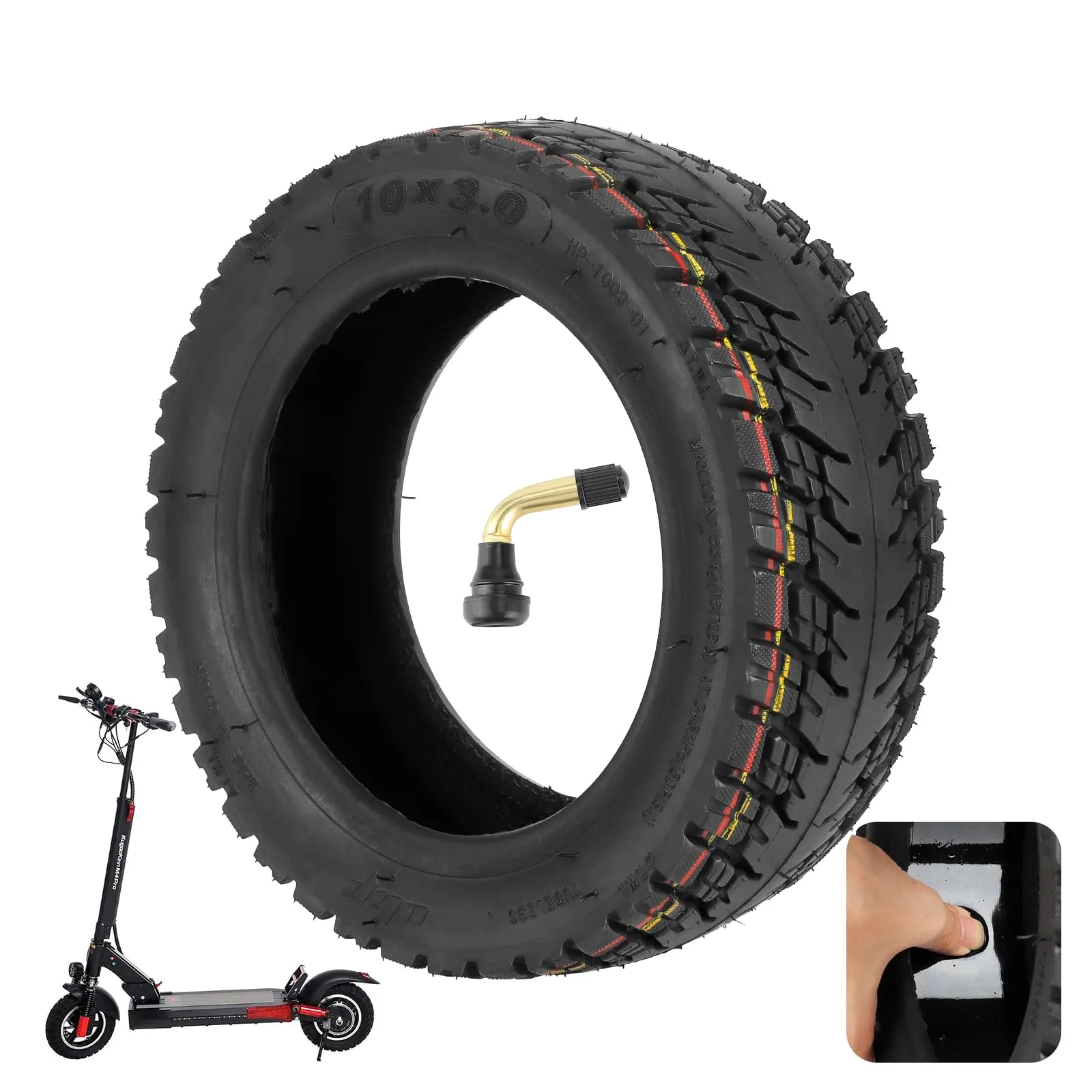 Durable 10x3 Tubeless Electric Scooter Tire with Self-Repairing Feature and Non-Slip Grip