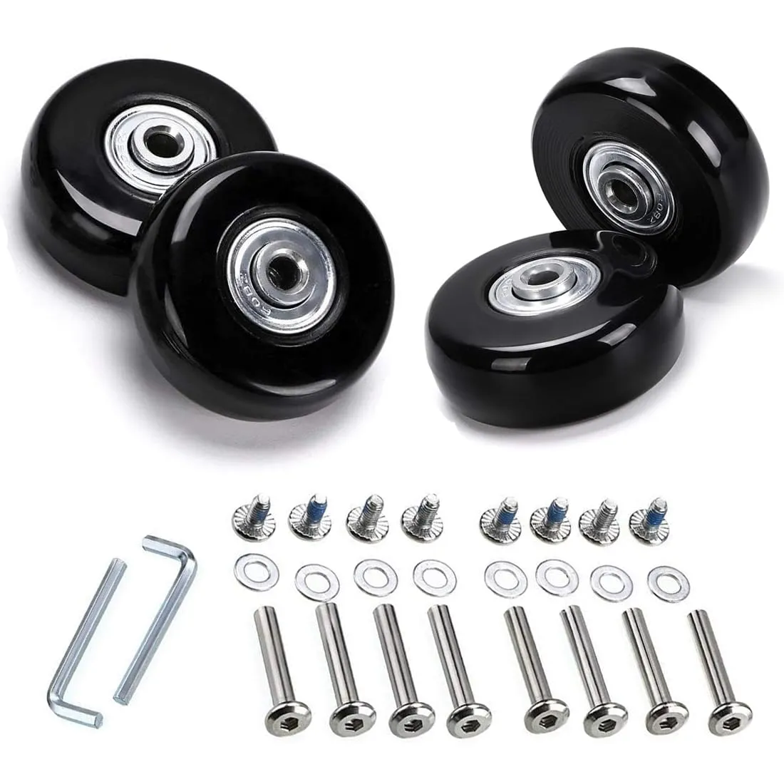 Durable 4-Pack Rubber Luggage Replacement Wheels with Axles for Smooth Travel Experience