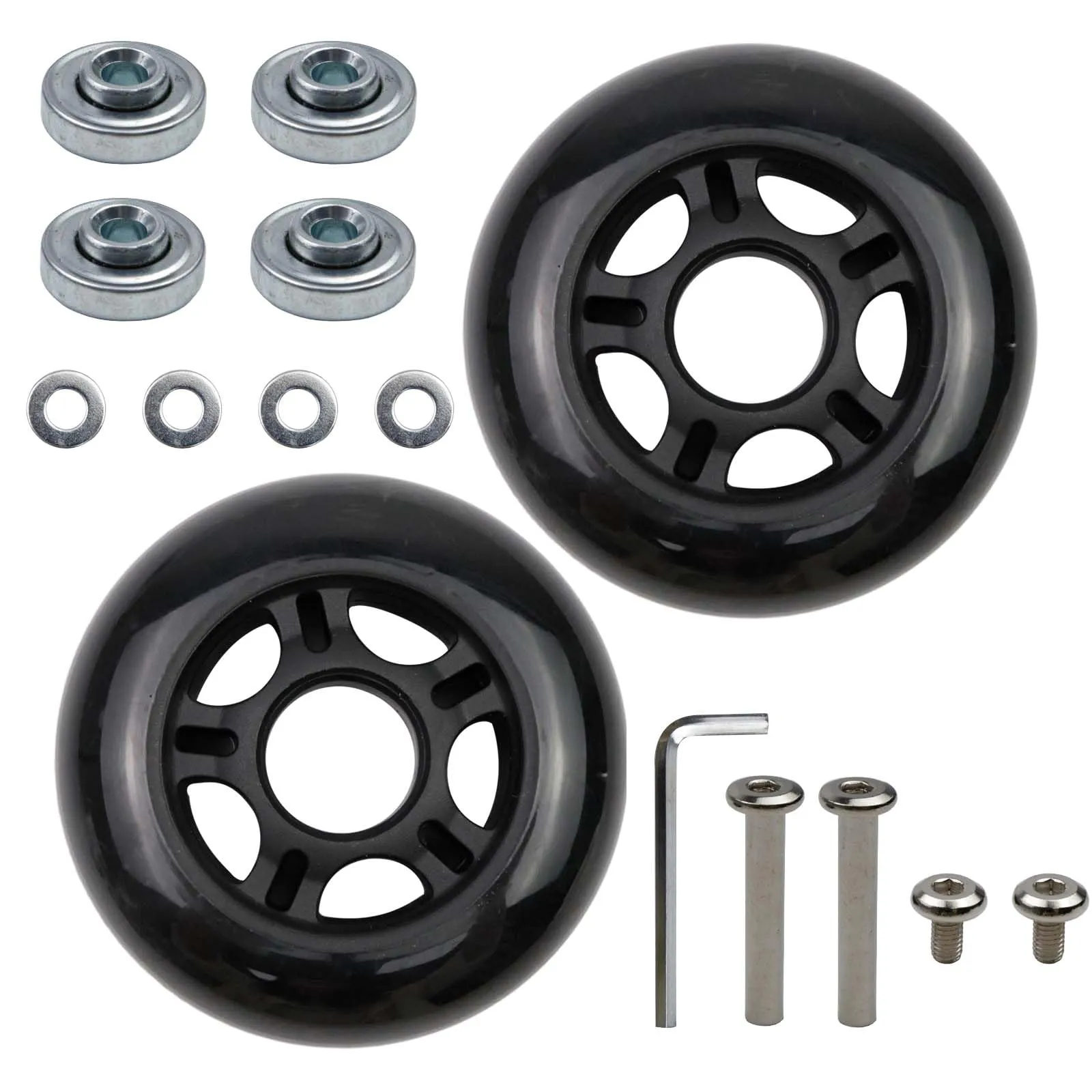 Durable Woogim 3.15-Inch Luggage Replacement Wheels - Black Plastic Caster Set with Bearings