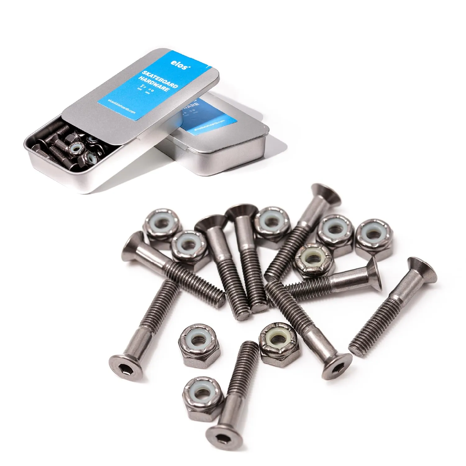 ELOS Skateboard Hardware Kit - Premium Mounting Hardware, 608 Bearings, Bushings & Nuts