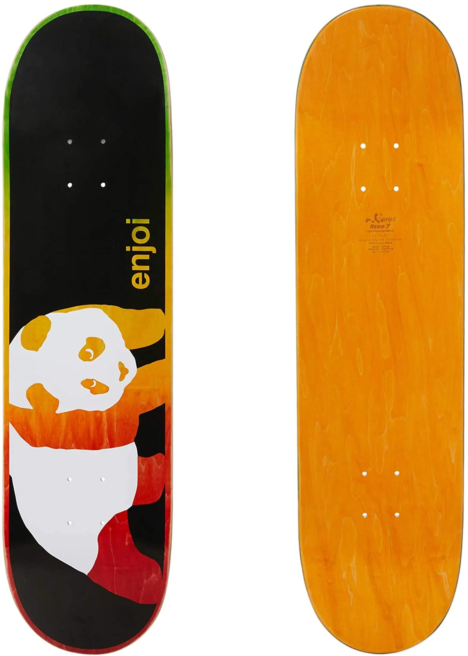 Enjoi Rasta Veneer R7 Skateboard Deck 8.375 Inch - Durable 7-Ply Maple Construction