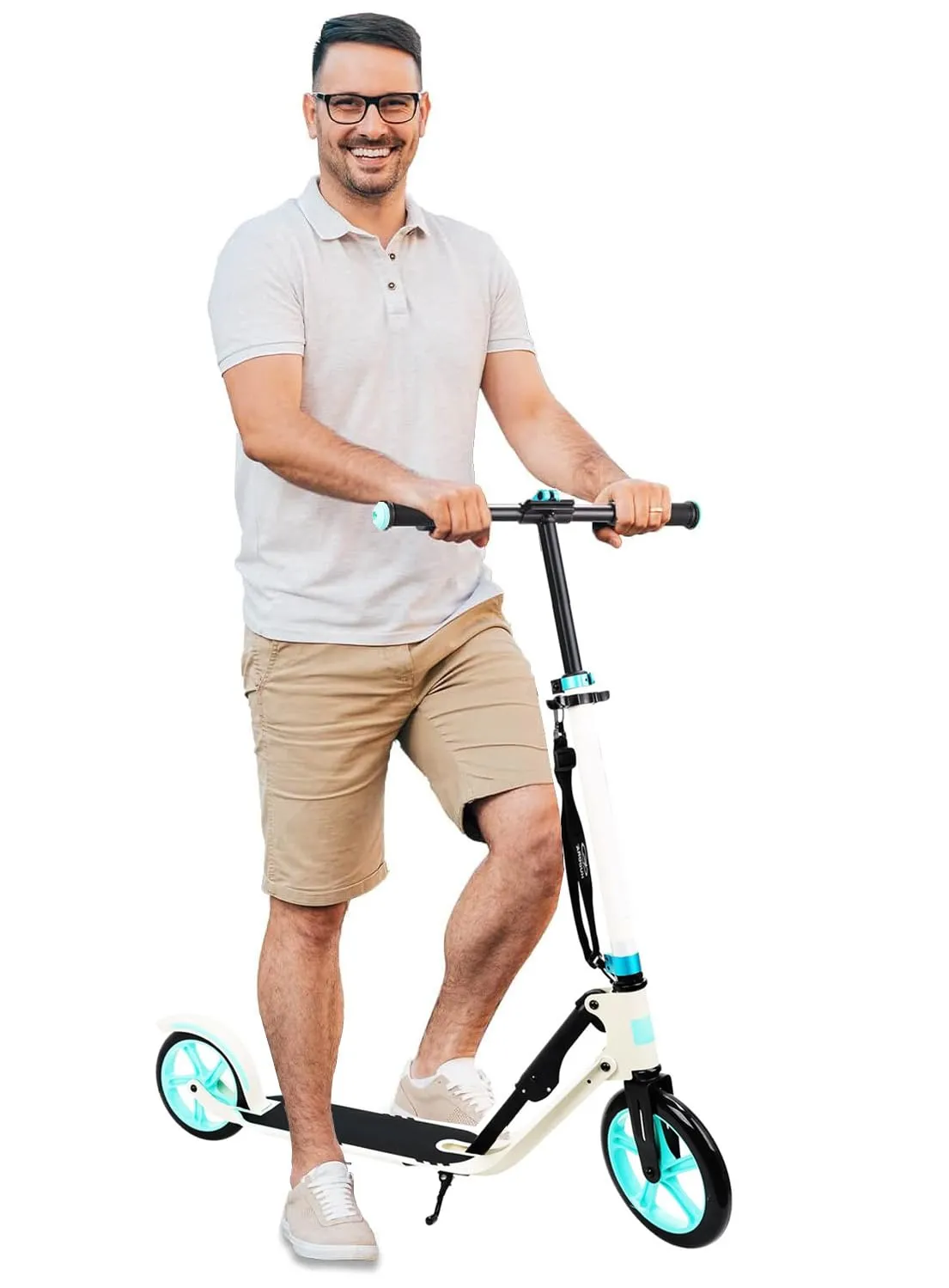 Folding Adult Scooter with Adjustable Height, Big Wheels, and Lightweight Aluminum Frame