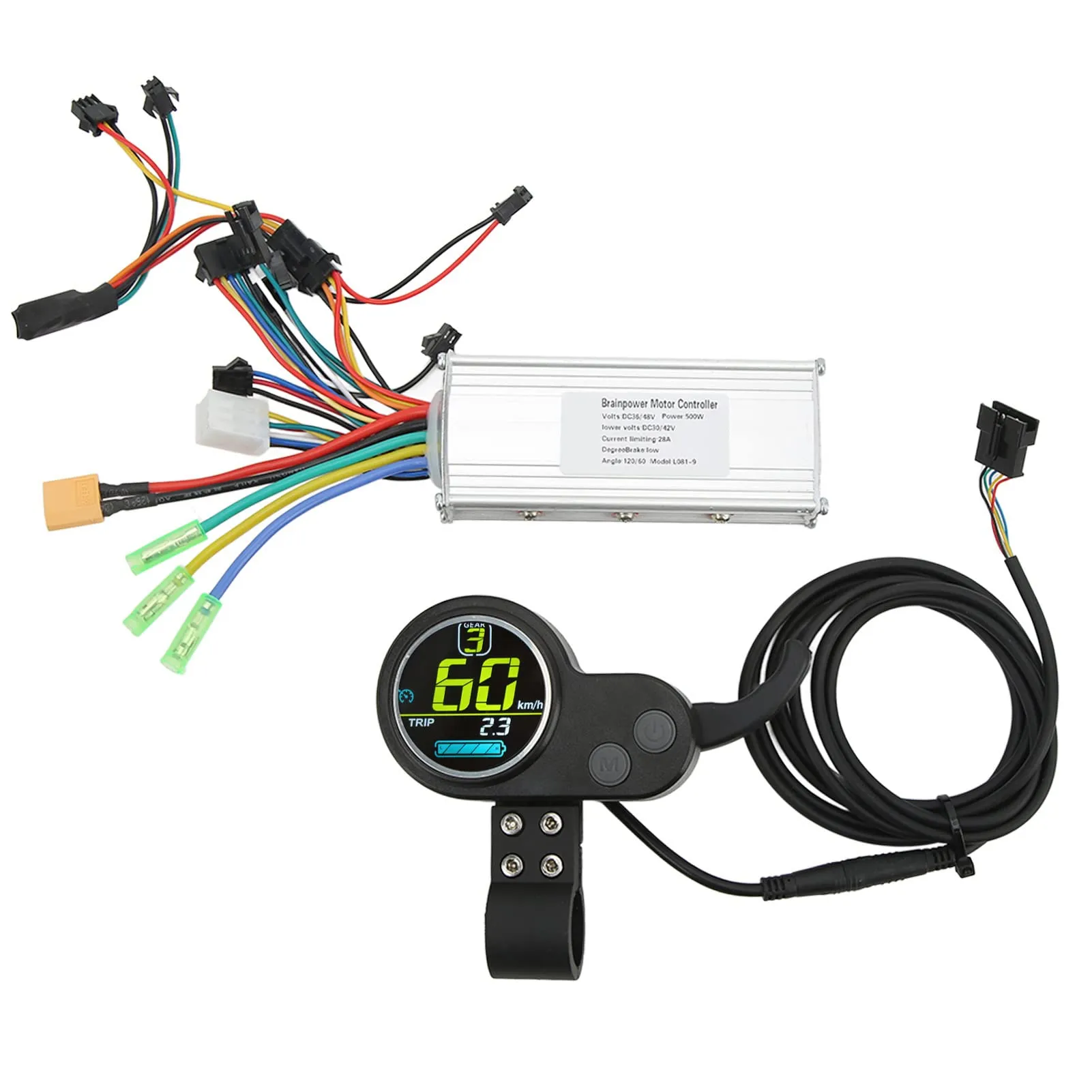 HERCHR 36V/48V Electric Bicycle Brushless Controller Kit with LCD Display & Thumb Throttle