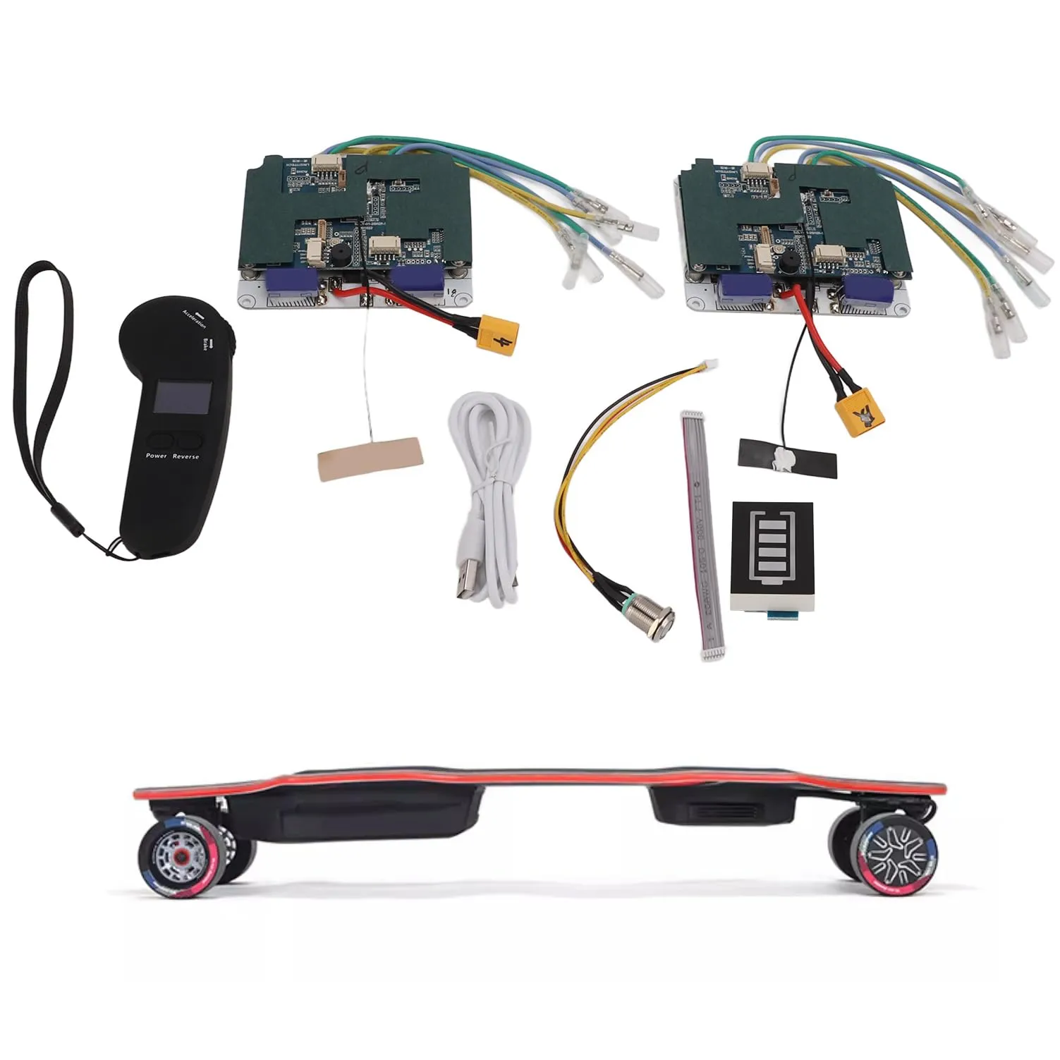 HERCHR Electric Skateboard Motor Controller Kit with Remote, Four-Wheel Drive, Easy Install