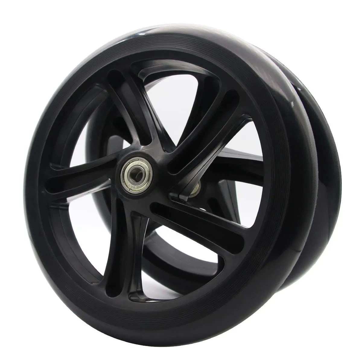 High-Performance 180mm Replacement Scooter Wheels with ABEC 9 Bearings - Black