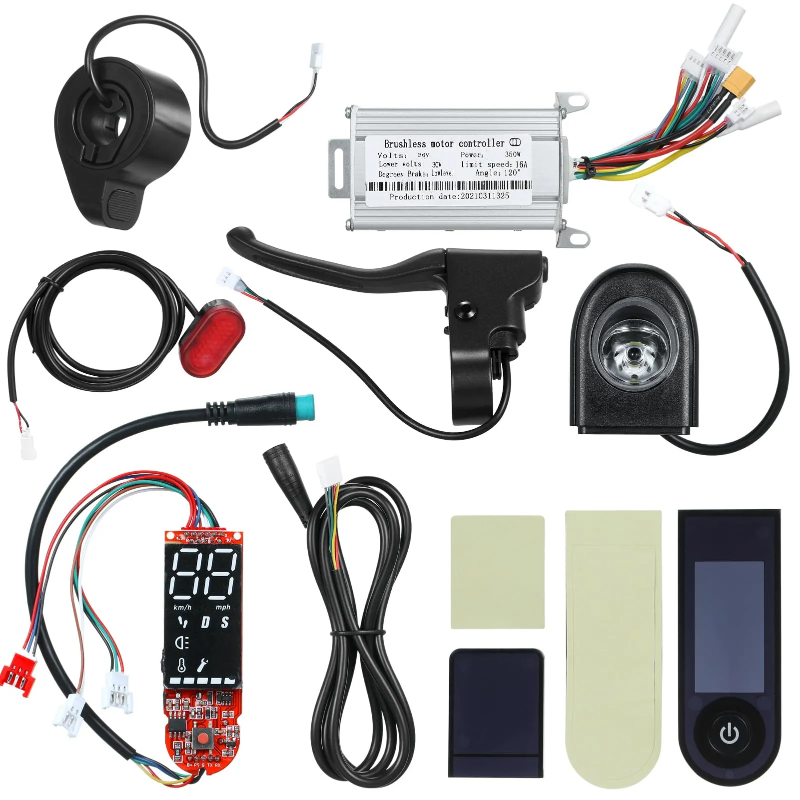 High-Performance 30V 350W Brushless Motor Controller Set with Digital Display & Lights