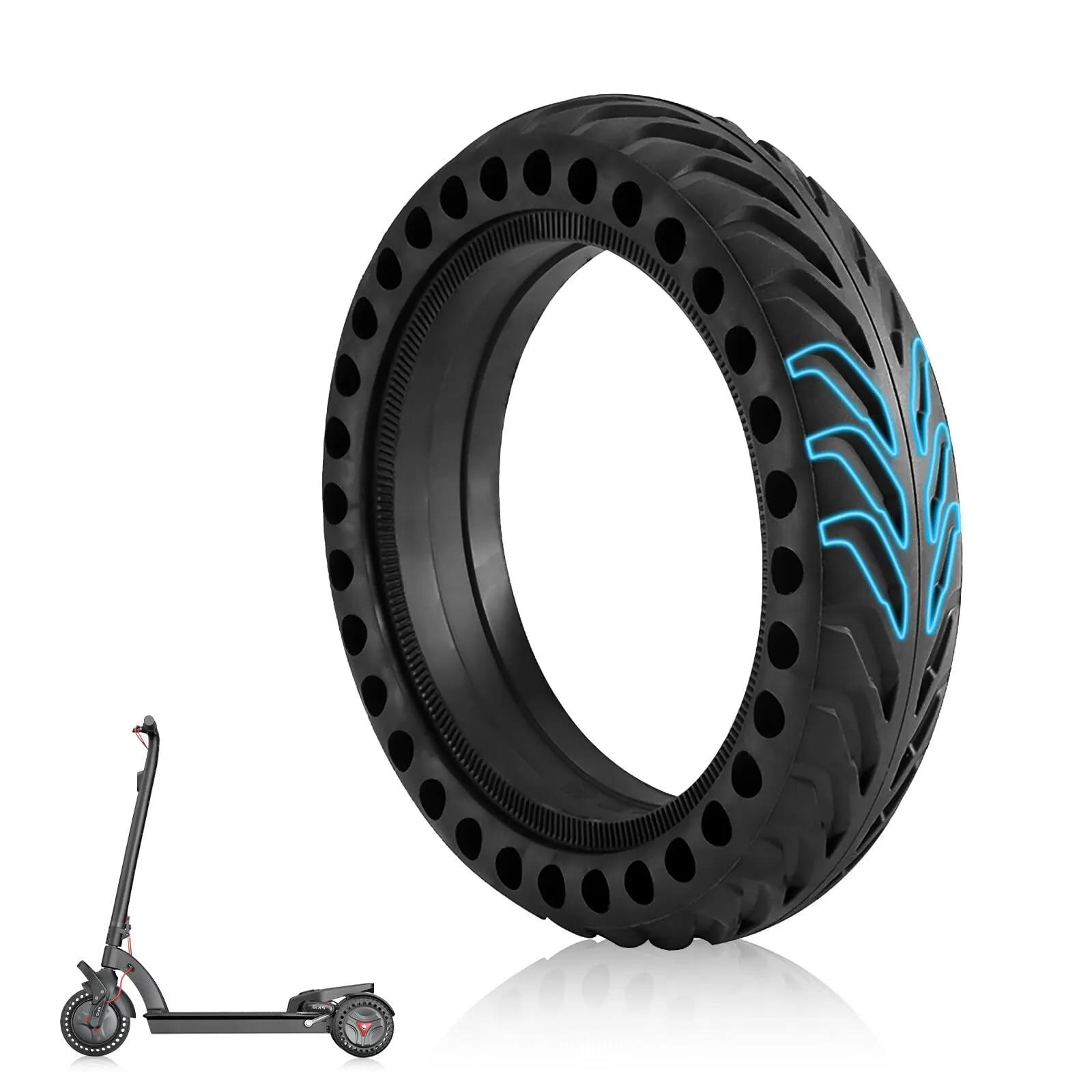 Honeycomb Design Electric Scooter Tires for Xiaomi M365, 8.5-Inch Solid Rubber, Puncture-Proof