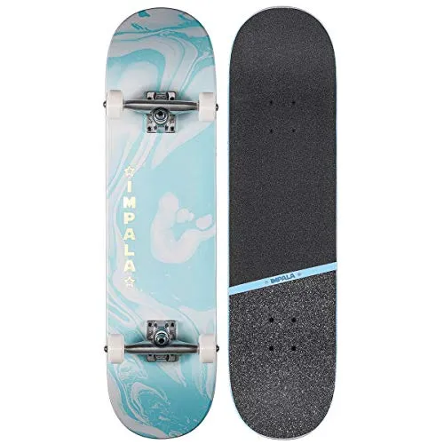 Impala Cosmos 8.0' Blue Complete Skateboard - Glitter Griptape, Holographic Logo, All-Terrain Wheels