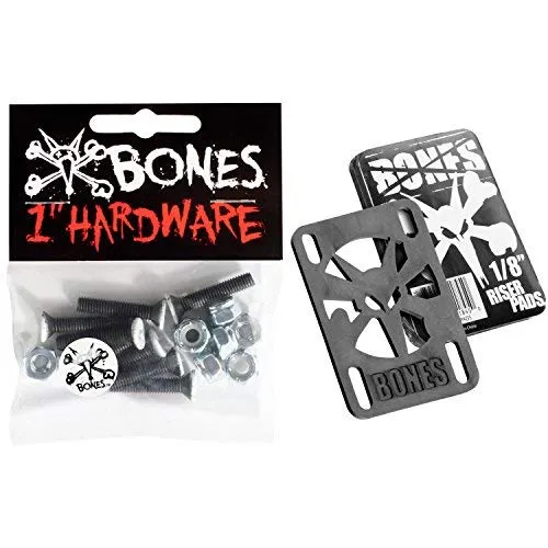 Independent Bones Skateboard Hardware Riser Pad Kit - 1' Phillips Black/White + 1/8' Risers