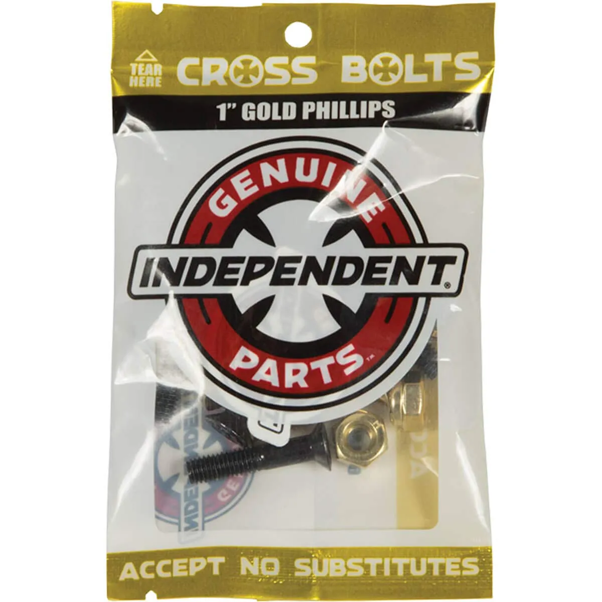 Independent Cross Phillips Head Black/Gold Skateboard Hardware Set - 1'