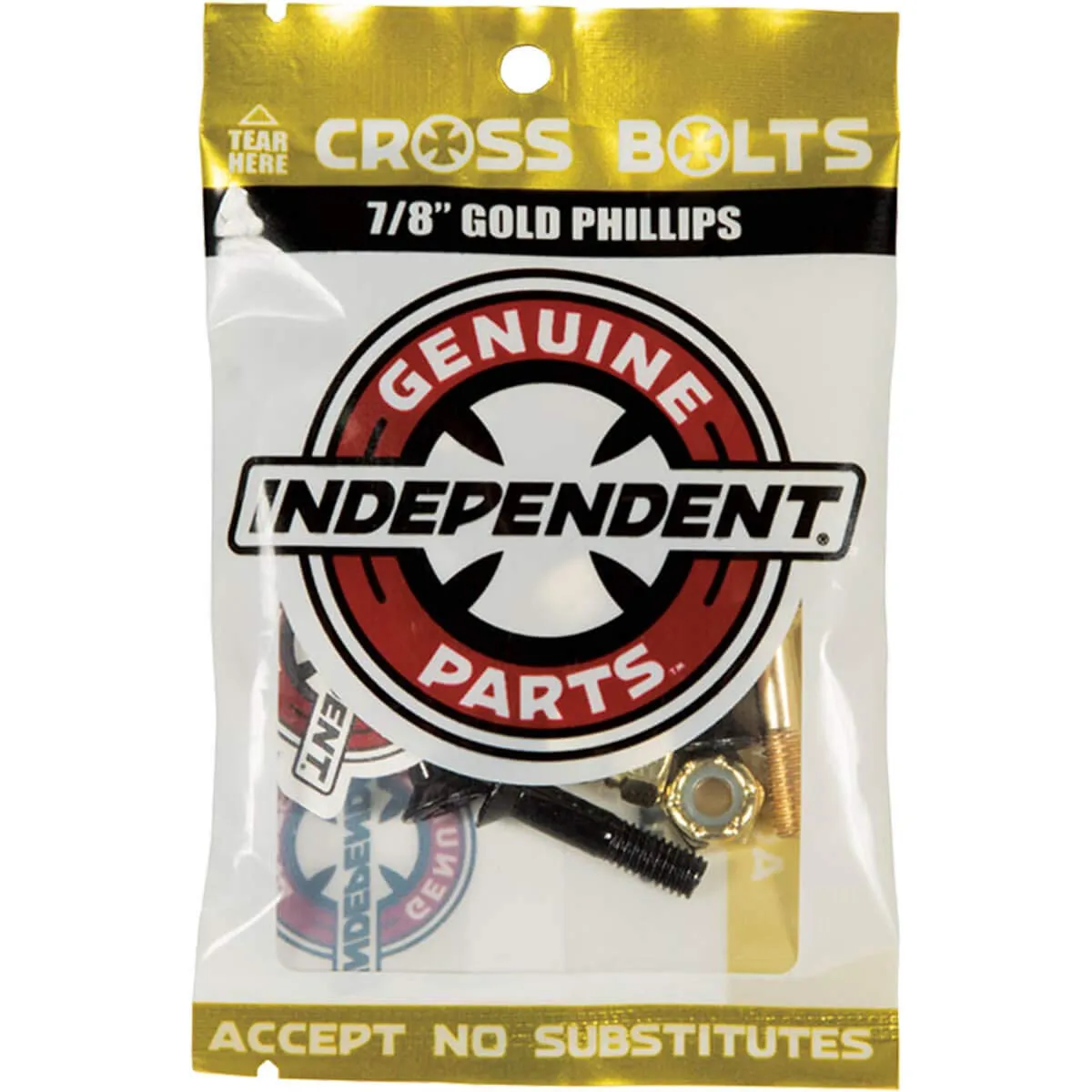 Independent Cross Phillips Head Black/Gold Skateboard Hardware Set - 7/8' Size