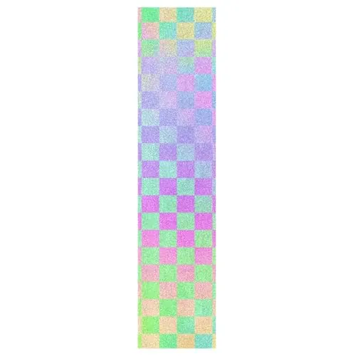 Iridescent Plaid Grip Tape for Skateboards and Scooters, 44×10 Inch, Anti-Slip, Waterproof