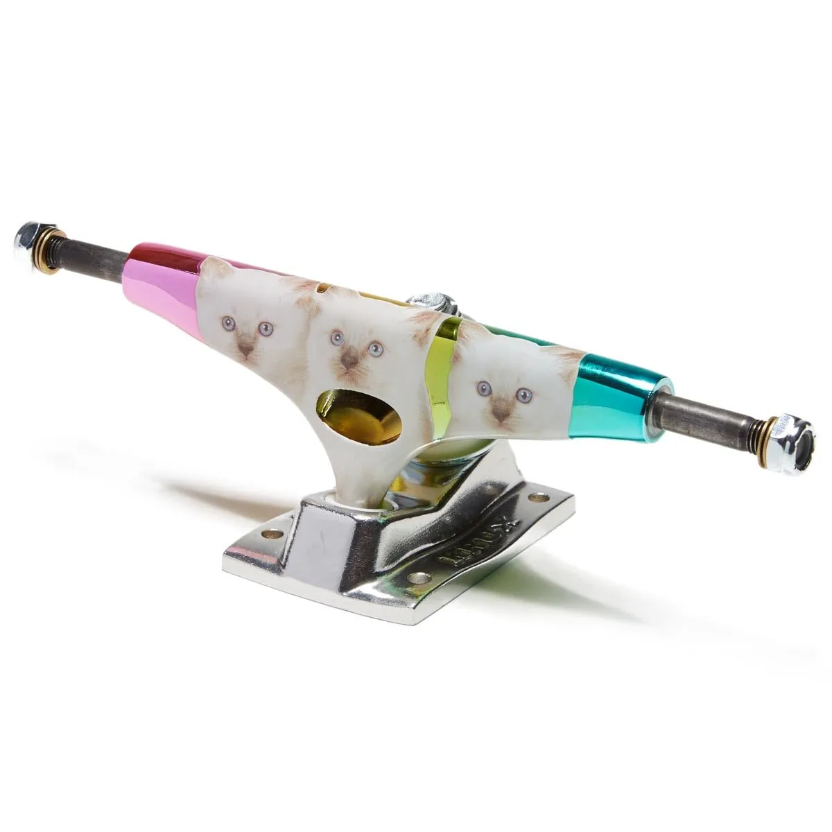 KRUX 8.25' K5 Krome Rainbow Kitties Skateboard Trucks - Newly Designed Hanger & Baseplate