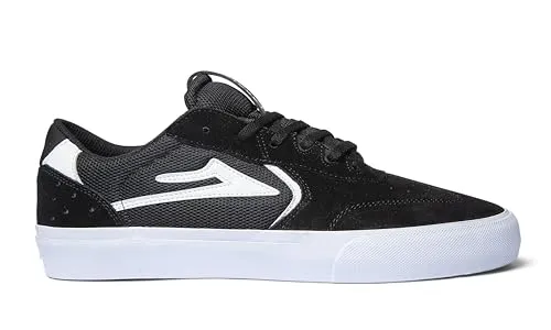 Lakai Atlantic Vulc Men's Skate Shoes, Black/White Suede, Durable, Lightweight, High-Performance