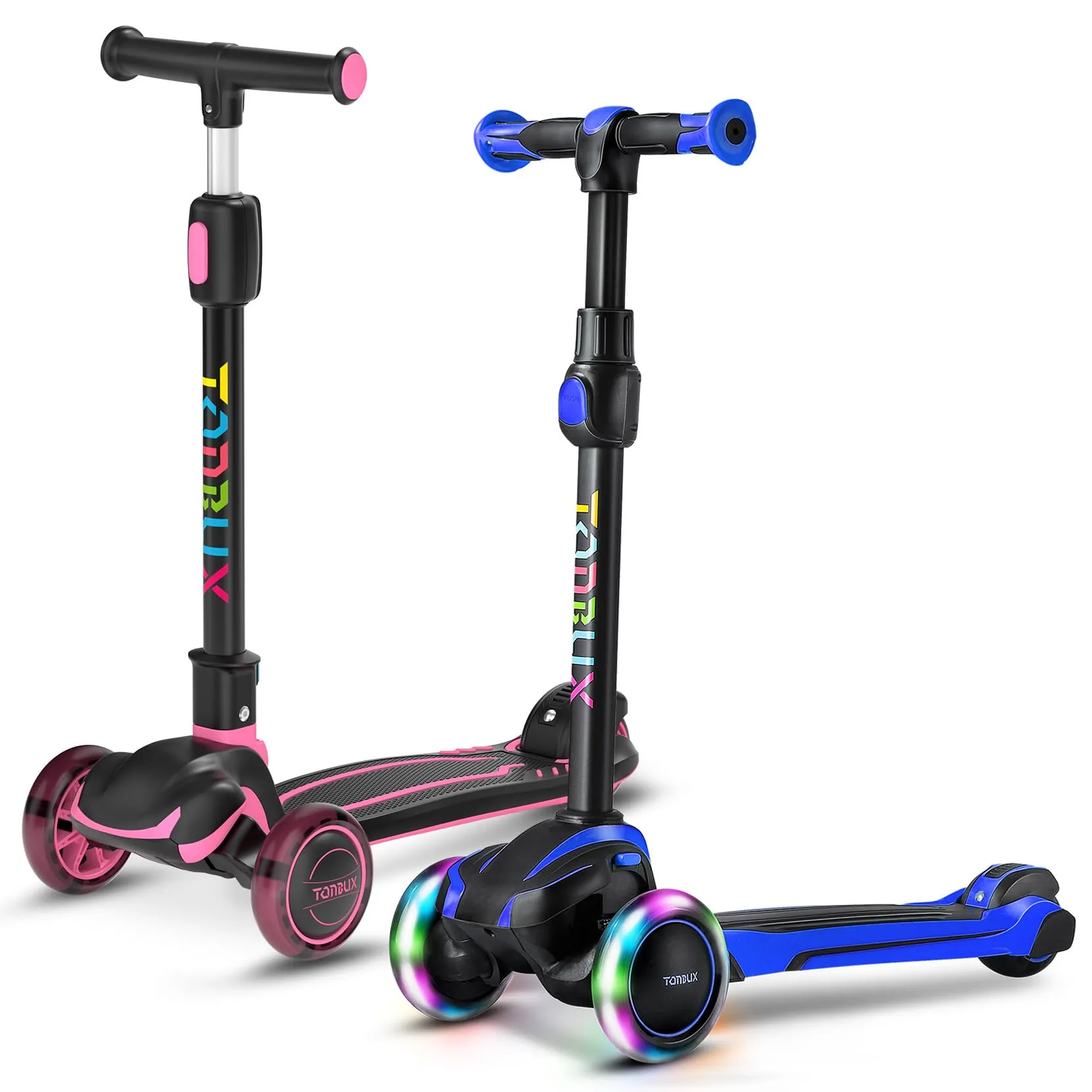 Light-Up 3-Wheel Kids Scooter with Adjustable Height & Lean-to-Steer Design for Ages 3-12