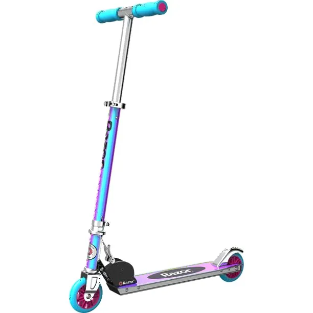 Lightweight Pink-Blue Kick Scooter for Kids, Foldable Aluminum Frame, Easy-Adjust Handlebars