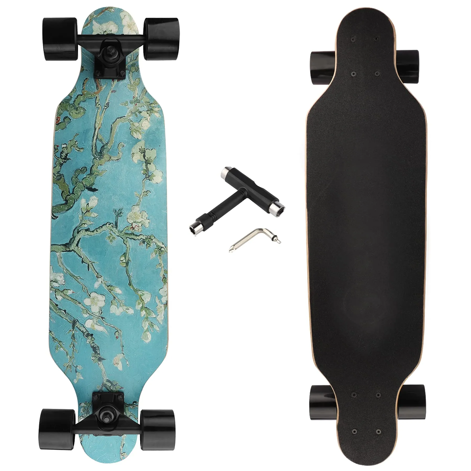 Longboard Skateboard Complete Cruiser, 31' Maple Deck, ABEC-9 Bearings for Smooth Riding