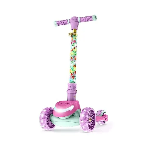 Magical Disney Princess Kick Scooter with Light-Up Wheels, Adjustable Handlebar, and Lean-to-Steer System