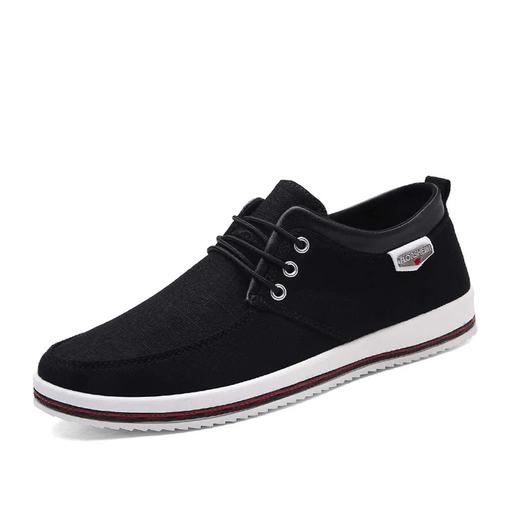 Mens Canvas Fashion Sneaker Casual Lace-Up Skateboarding Shoes - Breathable, Non-Slip, Comfortable