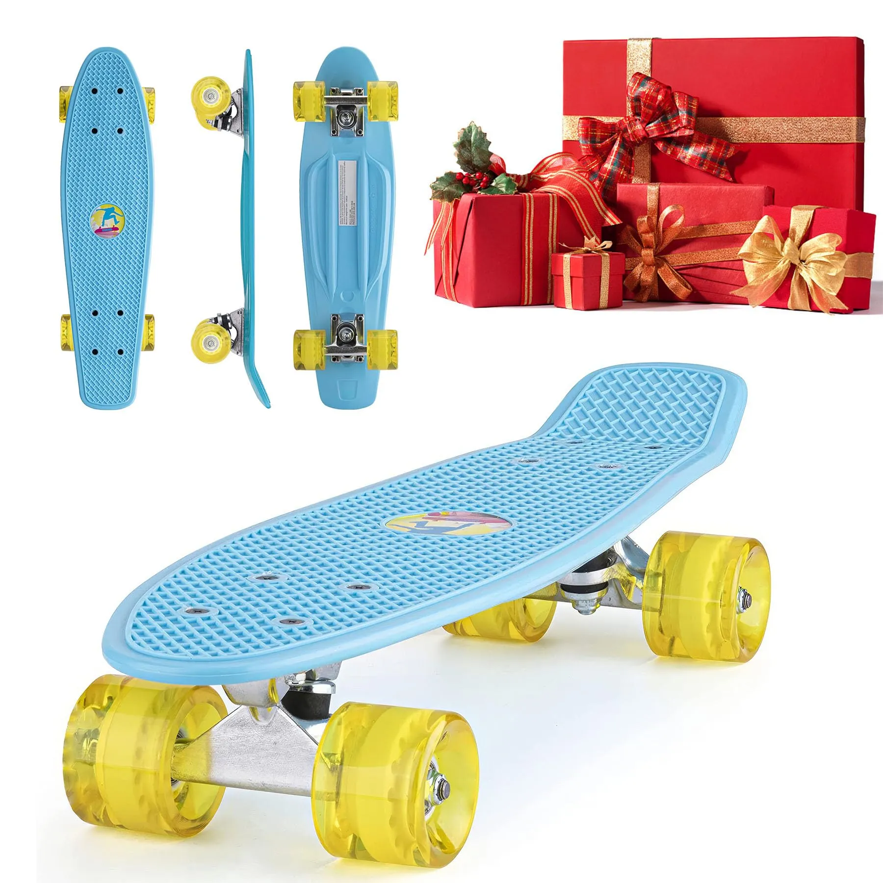 Mini Cruiser Standard Skateboard 22-inch Complete Skateboard for Kids and Beginners