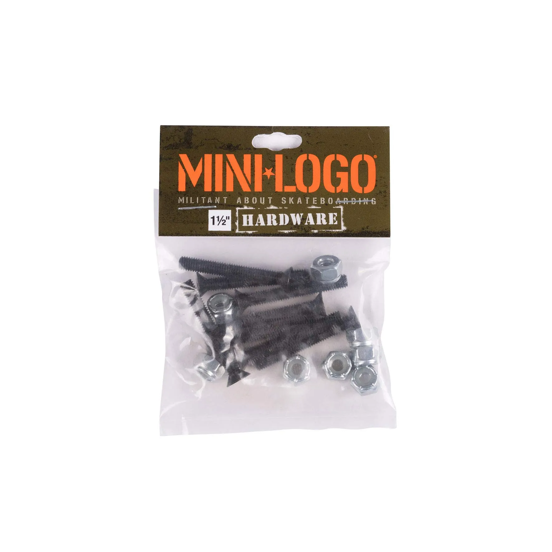 Mini Logo Hardware 1.5 - Phillips Black Silver Skateboard Mounting Nuts & Bolts Set