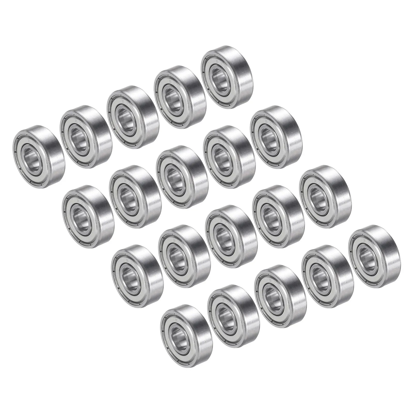 PATIKIL 20 Pack 608ZZ Skateboard Bearings 8x22x7mm Carbon Steel Double Rubber Sealed Silver